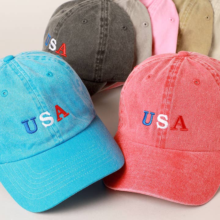USA Embroidered Cotton Baseball Cap for wholesale by Fashion City