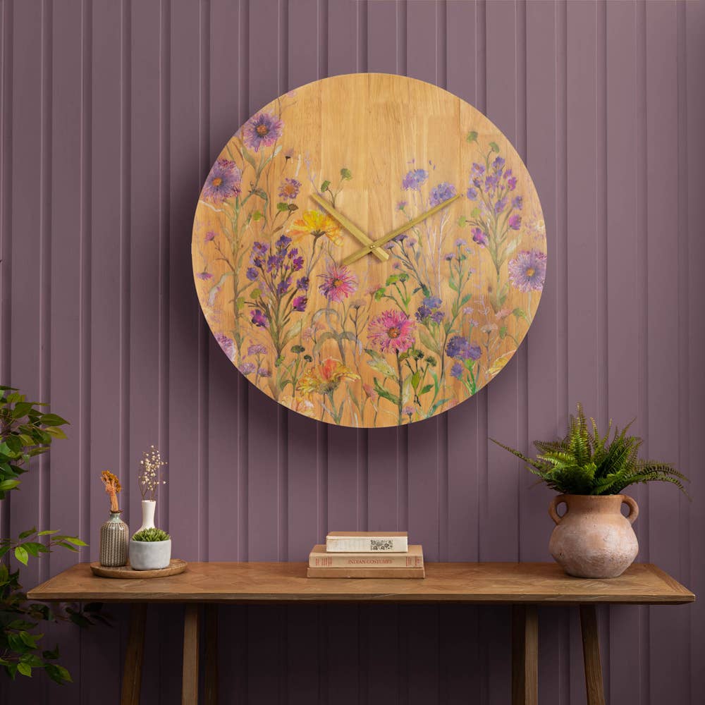 Medmerry Printed Wooden Clock Honey Oak for wholesale on Faire0