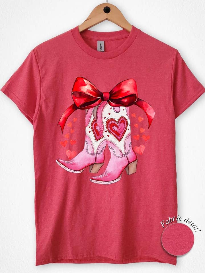 Valentine Cowgirl Boots Graphic Heavy Cotton Tee for wholesale by COLORBEAR