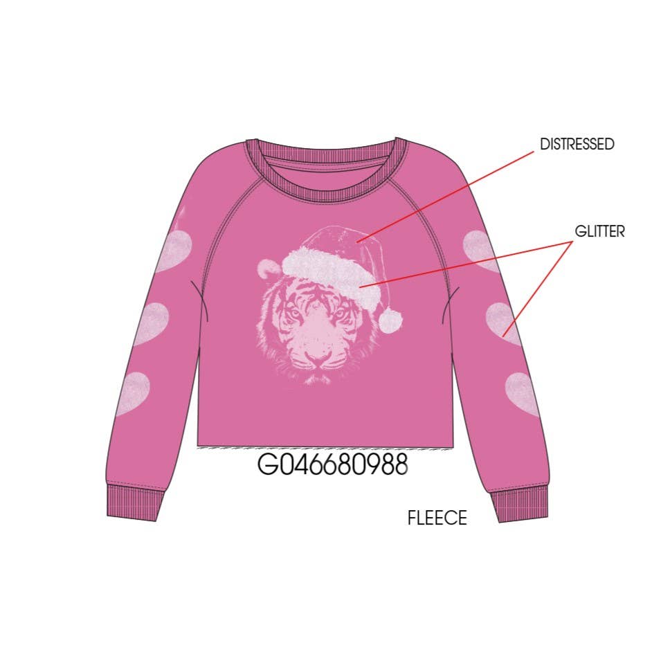 Paper Flower - Wholesale Sweatshirt - Kids - Christmas Tiger Sweatshirt - TWEEN GIRLS2