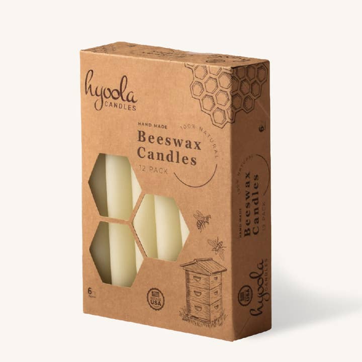 White Beeswax Candles - 6 Hours - 12 Pack for wholesale by Hyoola Candles