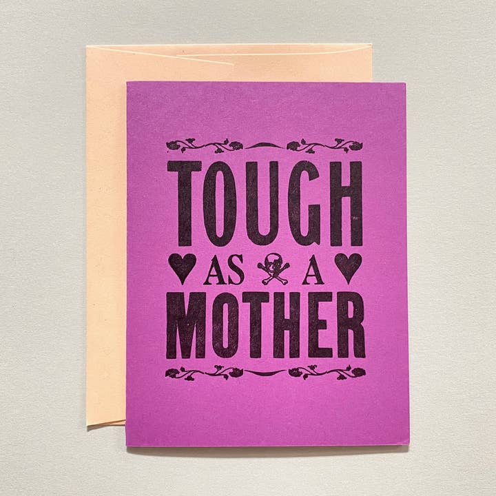 Letterpress Card - Mors dag - tuff som mamma, skalle för wholesale av Runaway Press