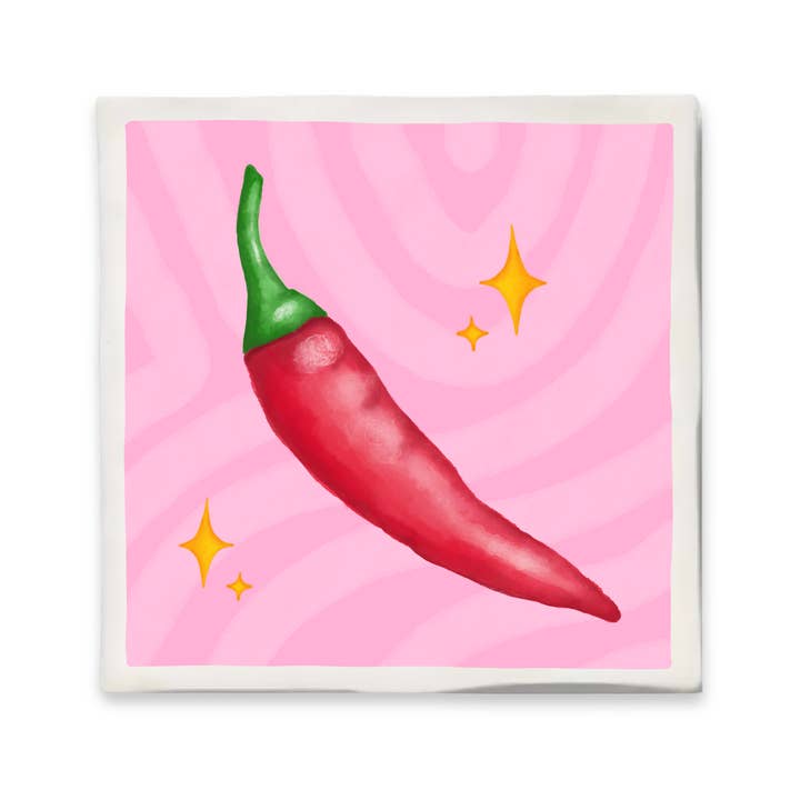 Carreau avec illustration - 10x10 cm - Poivre pour la vente par Bits of Bliss