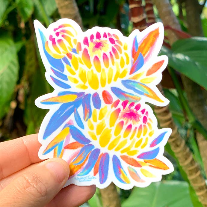 TROPICAL PROTEA STICKER - SMALL for wholesale by Lauren Taylor Creations