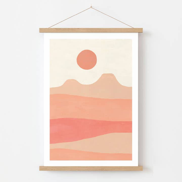 Abstrakter Wanddruck mit Wüstensand und Sonne für den Großhandel von Peach and Home