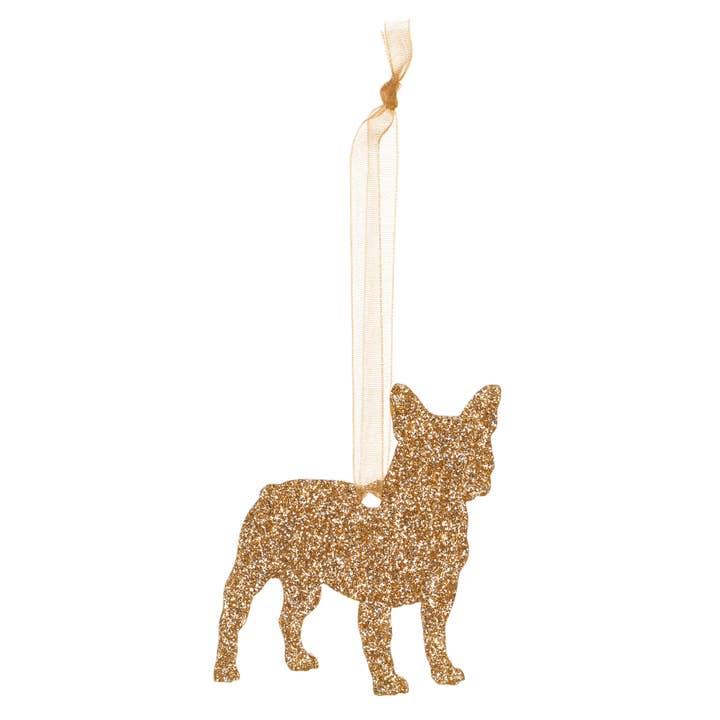 Glitter French Bulldog Christmas Decoration for wholesale by Pet Mirrors
