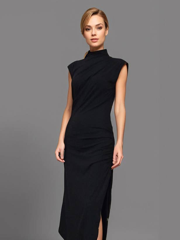 JENNY MIDI DRESS (BLACK)-VD3401 for wholesale by VAVA by Joy Han