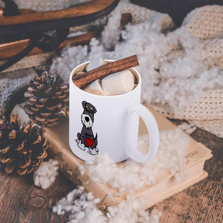 3dRose – wholesale Coffee mug – 3dRose, Cute Funny Miniature Schauzer Puppy Dog Drinking Wine, Mug11