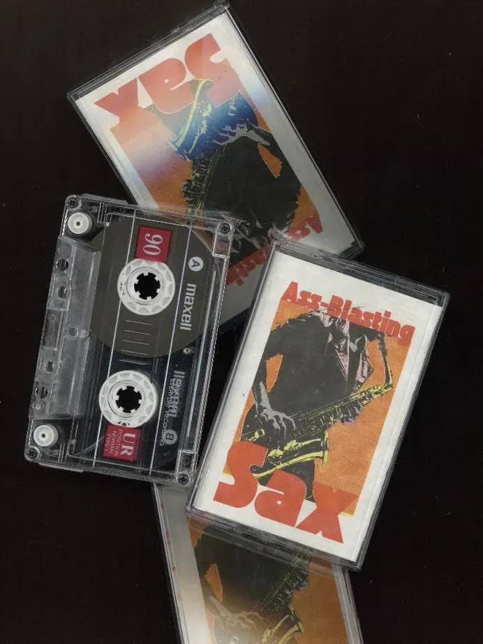 Ass Blasting Sax 90 min. Cassette Mixtape for wholesale by Back of Beyond Press