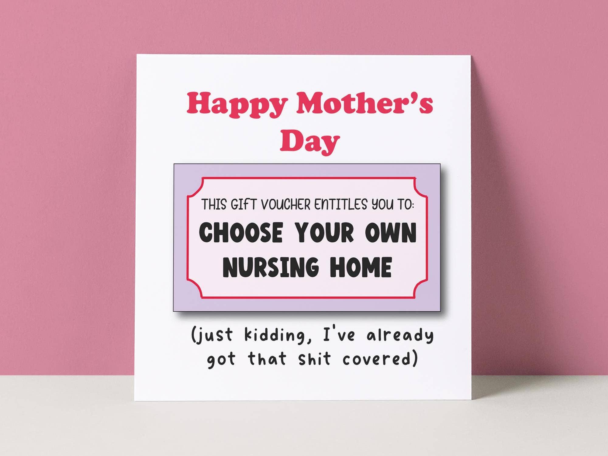 Pack a Punch Designs - Wholesale Mother's Day Card - NURSING HOME VOUCHER - MOTHER'S DAY CARD