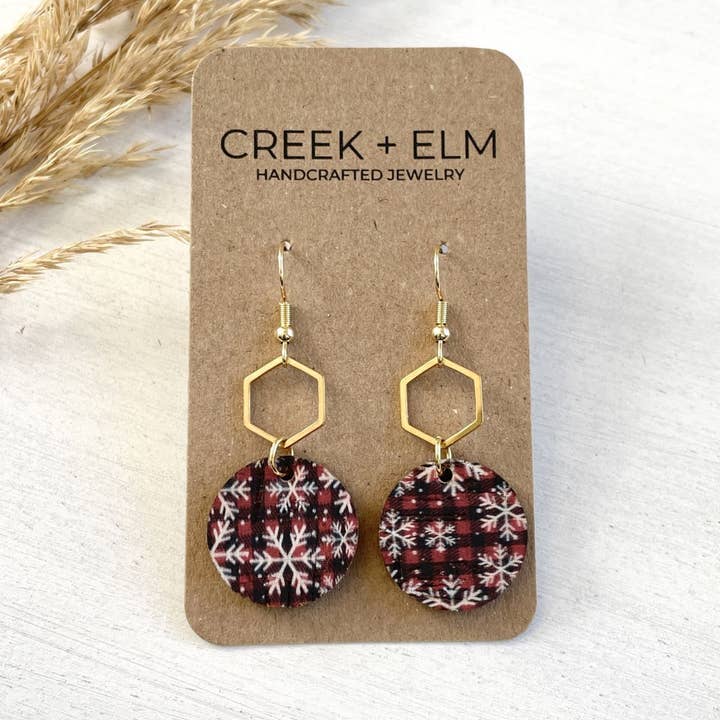 Elizabeth Cork + Hexagon Øreringe - Snefnug for engroshandel hos Creek and Elm