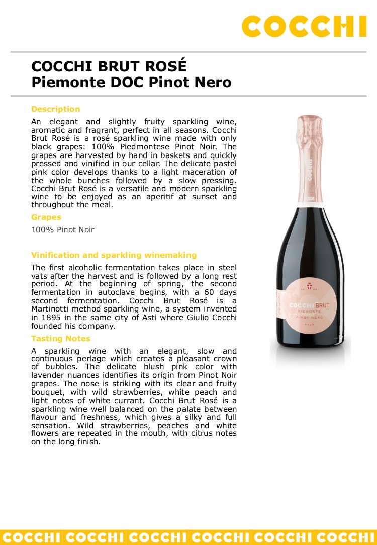Metina SAS - Wholesale Champagne/Sparkling Wine - Cocchibrut Rosè Piemonte DOC Cocchi MAGNUM L.1.53