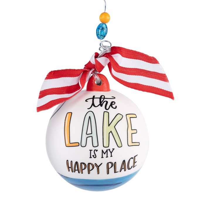 Lake is My Happy Place Christmas Ornament for wholesale by Glory Haus