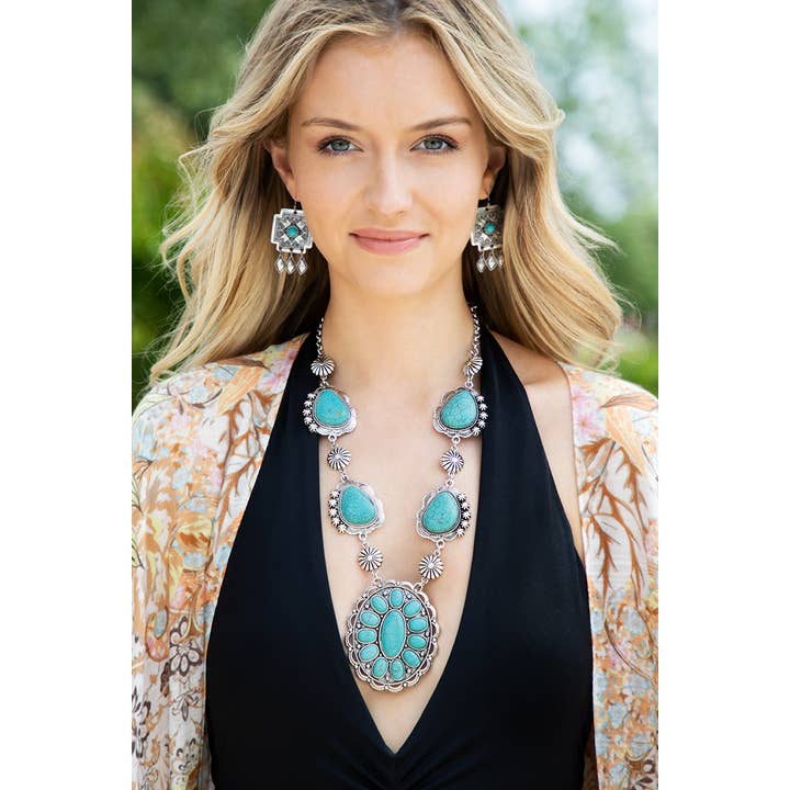 Western Semi Stone Concho Necklace for wholesale on Faire