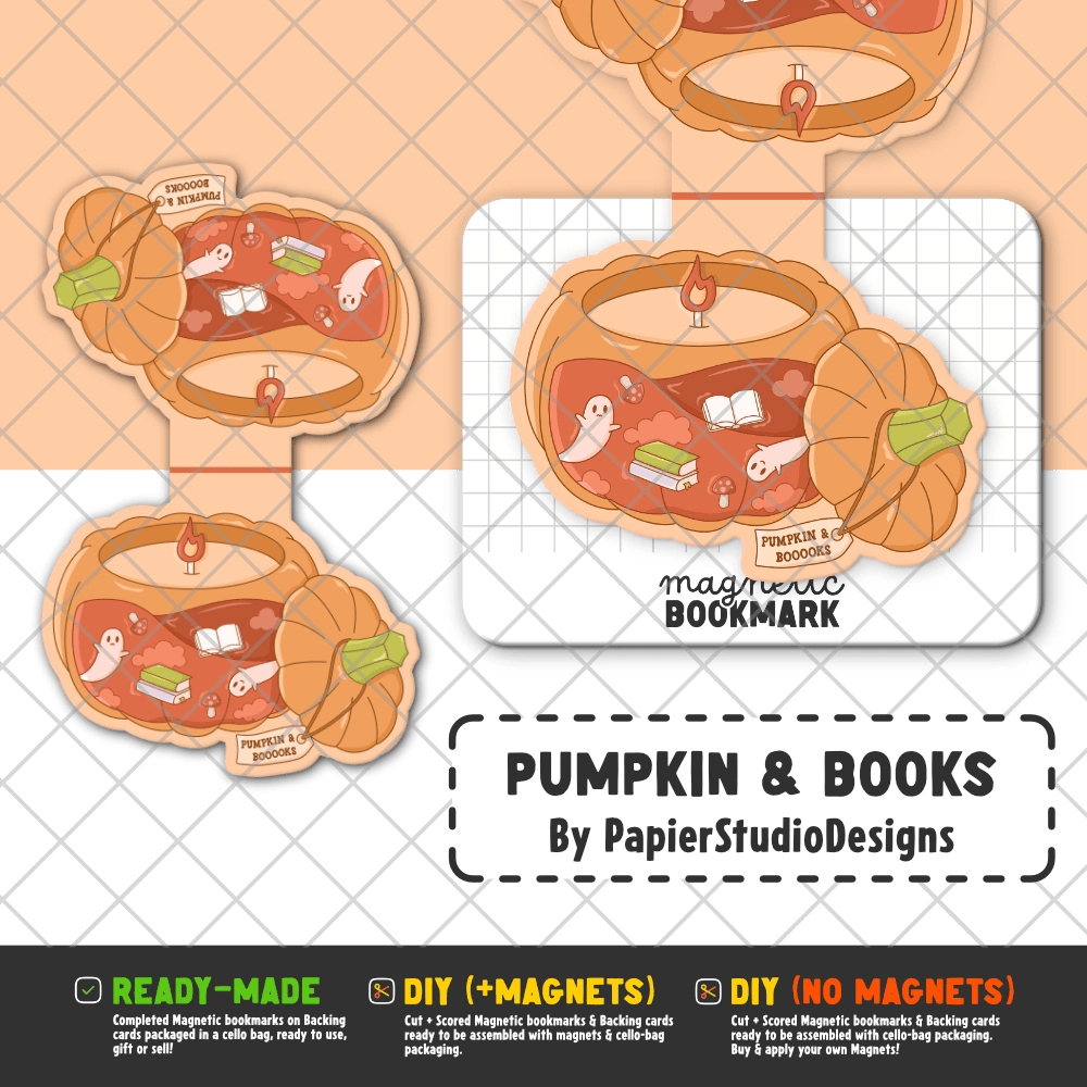 Stickiply - Wholesale Bookmark - Pumpkin & Books | Magnetic Bookmark3