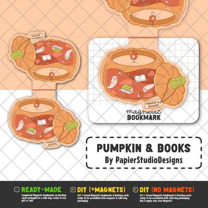 Stickiply - Wholesale Bookmark - Pumpkin & Books | Magnetic Bookmark3