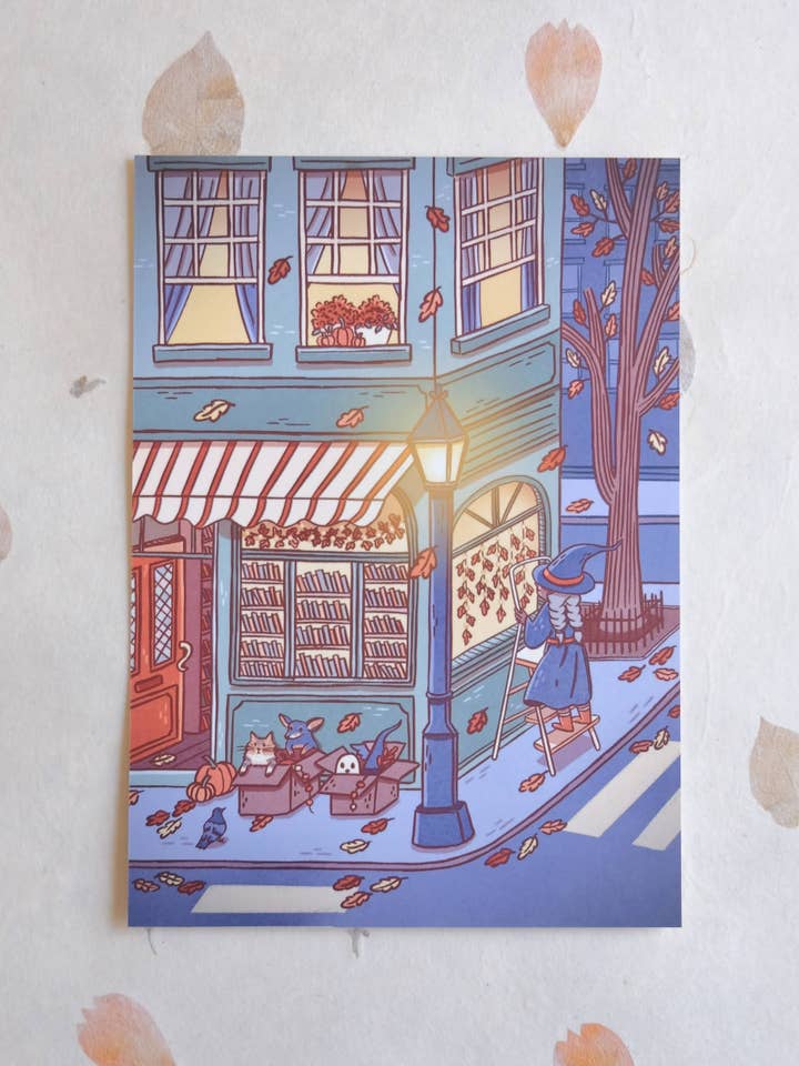 Halloween Decorations Postcard Art Print for wholesale by Justine Gilbuena