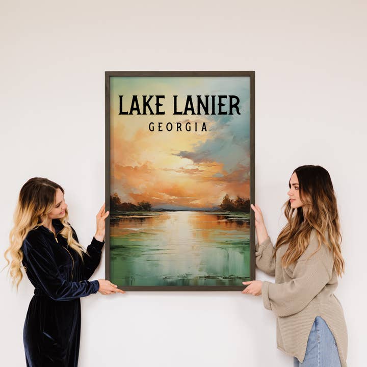 Hangout Home - Wholesale Art Print - Custom with Any Lake Name - Sunset Lake Lanier - Wood Art