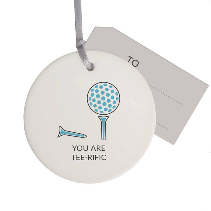 Décoration en céramique de golf - Tu es tee-rifique pour la vente par Ingletop