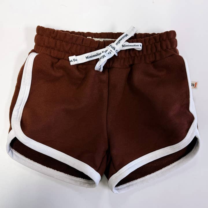 TRACK SHORTS in BROWN | KIDS for wholesale by Minimalist Folk Co.