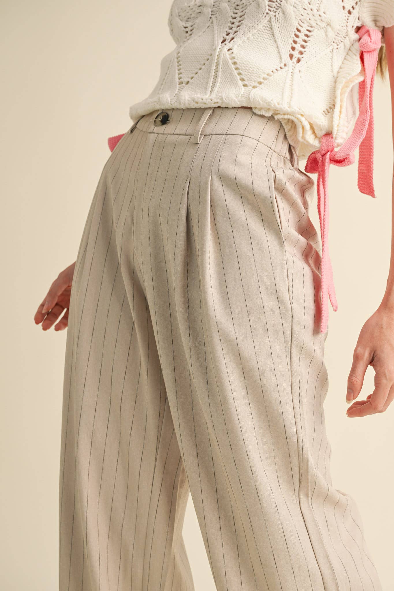 &MERCI - Wholesale Pants - Women's - WIDE LEG PINSTRIPE TROUSERS MP34113