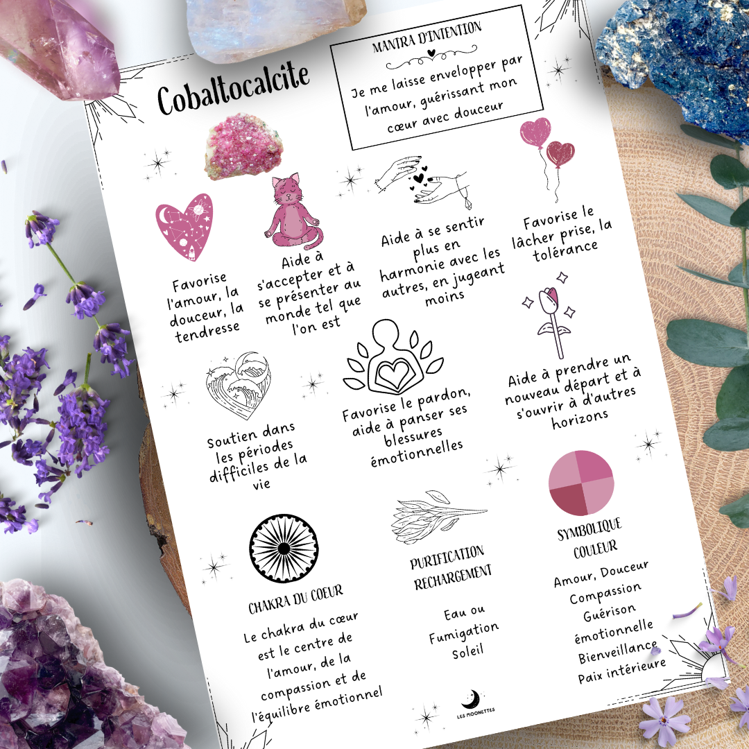 Les Moonettes - Wholesale Stationery/Notecard Set - 100 lithotherapy cards in a cotton pouch2