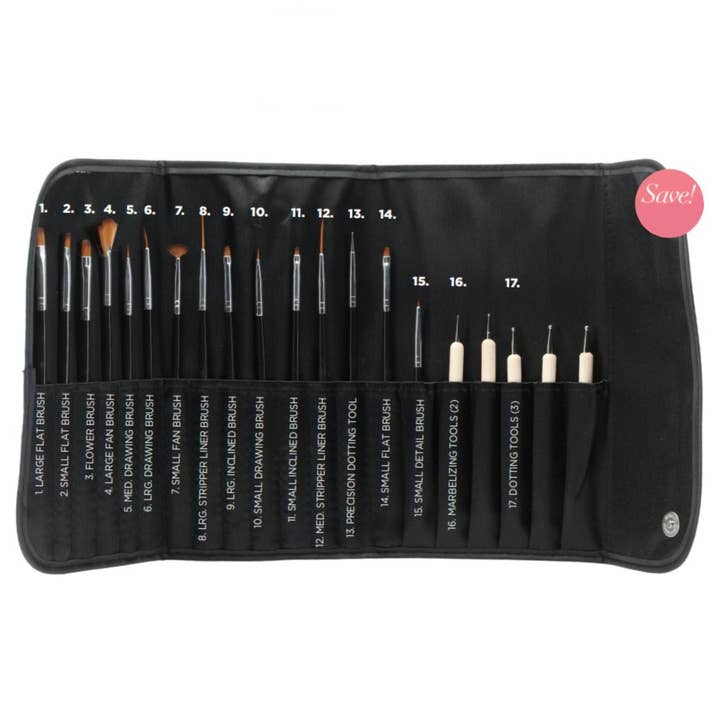 Cuccio - Wholesale Nailcare Set - 1/2 OFF! 20 pc. ASSORTED NAIL BRUSH with CASE, Brush Kit Set