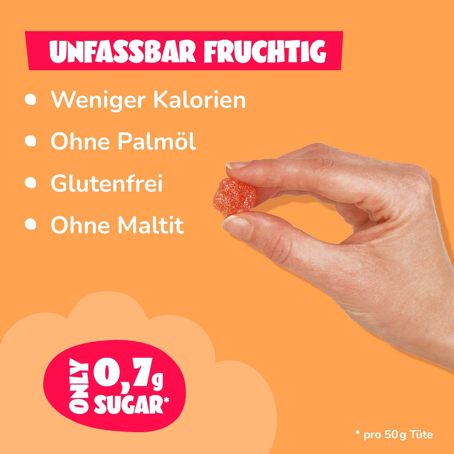 ahead - Wholesale Gummy - Juicy Peaches Gummies - Low Sugar (Tray 18x50g)3