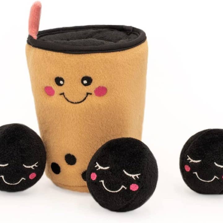 ZippyPaws Zippy Burrow Boba Milk Tea Plush Dog Toy for wholesale by Playful Tail