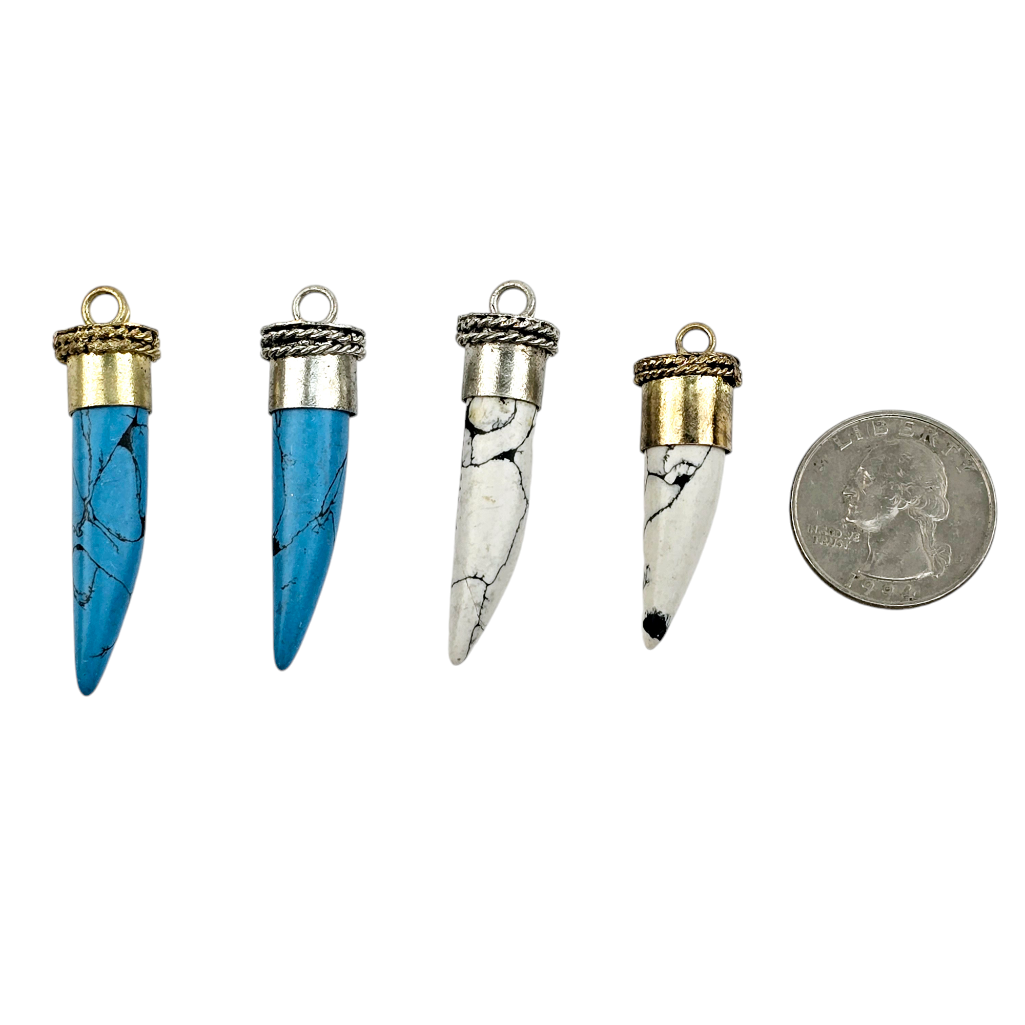 Jewelers Paradise - Wholesale Individual Charm/Pendant - Howlite Tibetan Horn Pendant You Choose Color and Finish4