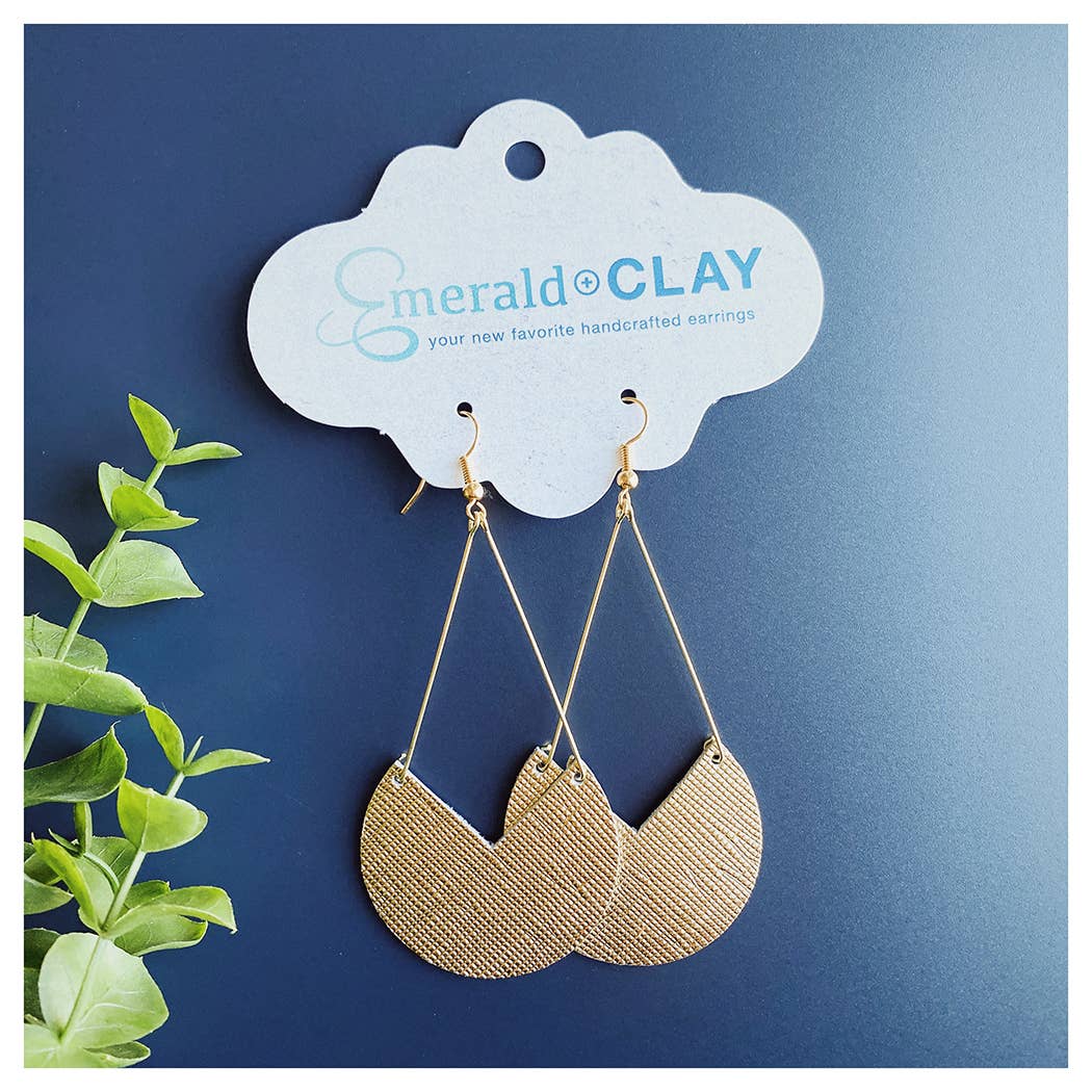 Emerald and Clay - Wholesale Dangle Earrings - Leather - Geo Pendant