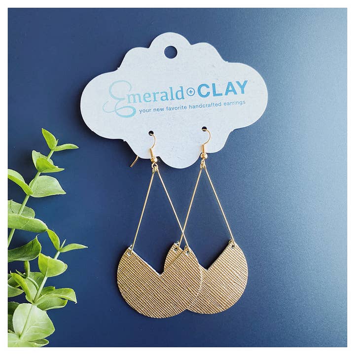 Emerald and Clay - Wholesale Dangle Earrings - Leather - Geo Pendant0