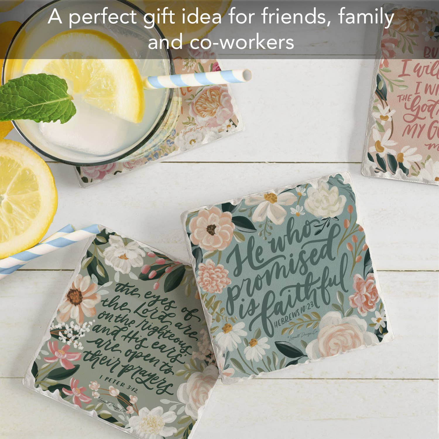 CounterArt/Highland Home/Thirstystone - Wholesale Coasters - "Lovely Scripture" 4 Pack Assorted Image Coaster Set4