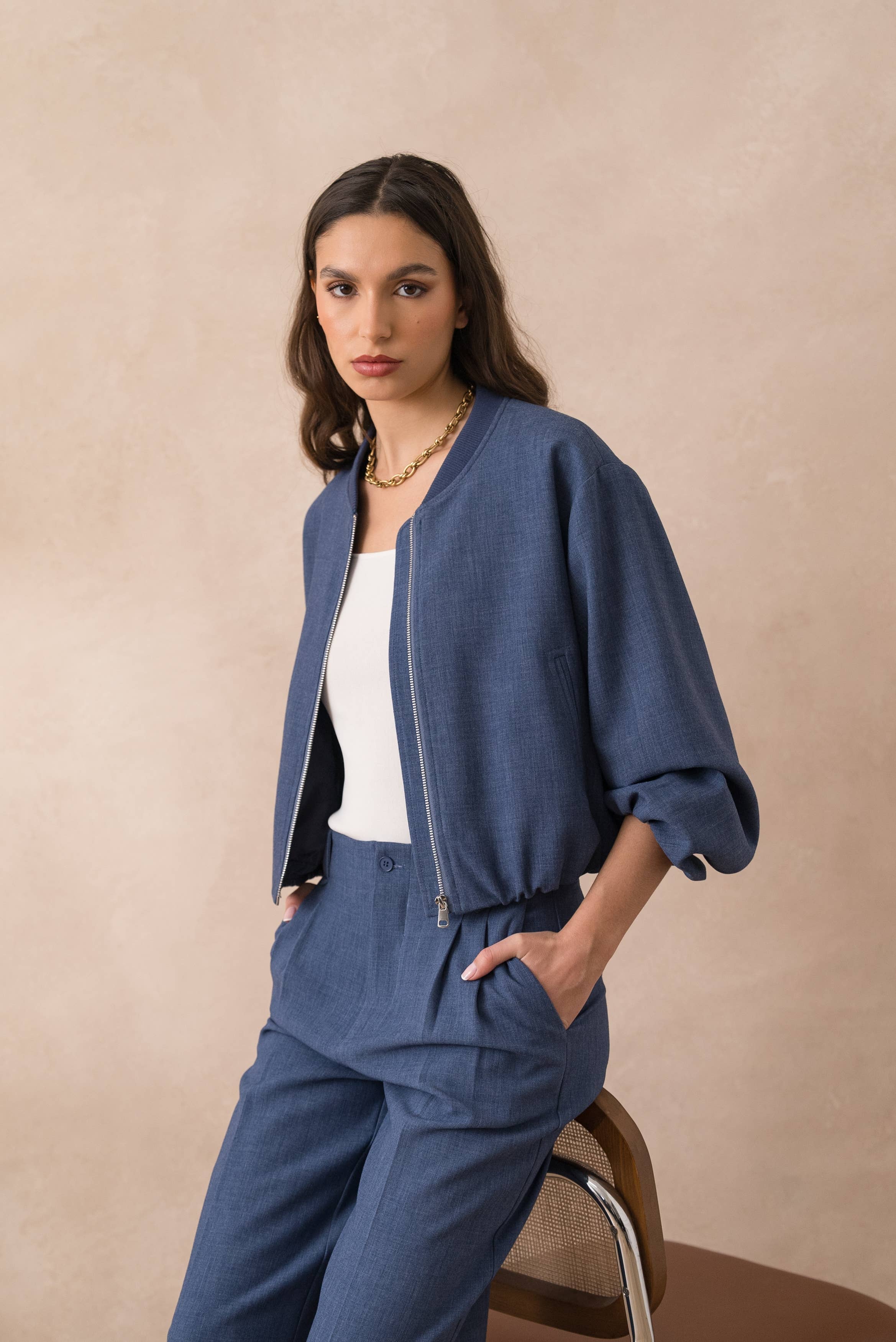 Attentif Paris - Wholesale Bomber Jacket - Women's - [Aura] Short bomber jacket with classic collar16