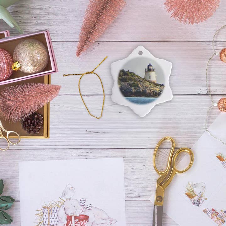 3dRose - Wholesale Ornament - 3dRose, Castle Hill Lighthouse Behind a Rocky Shoal, Ornament5