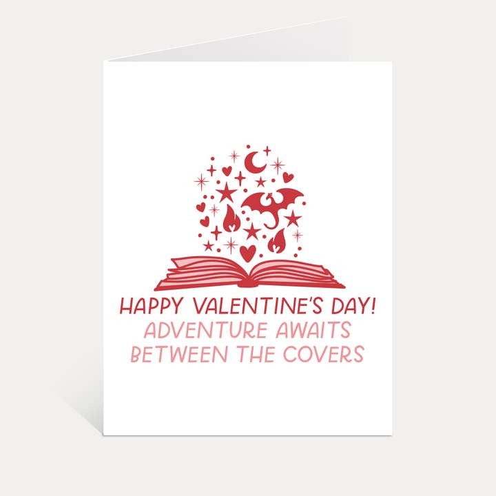 Between The Covers Funny Book Valentine's Day Card for wholesale by Just Follow Your Art