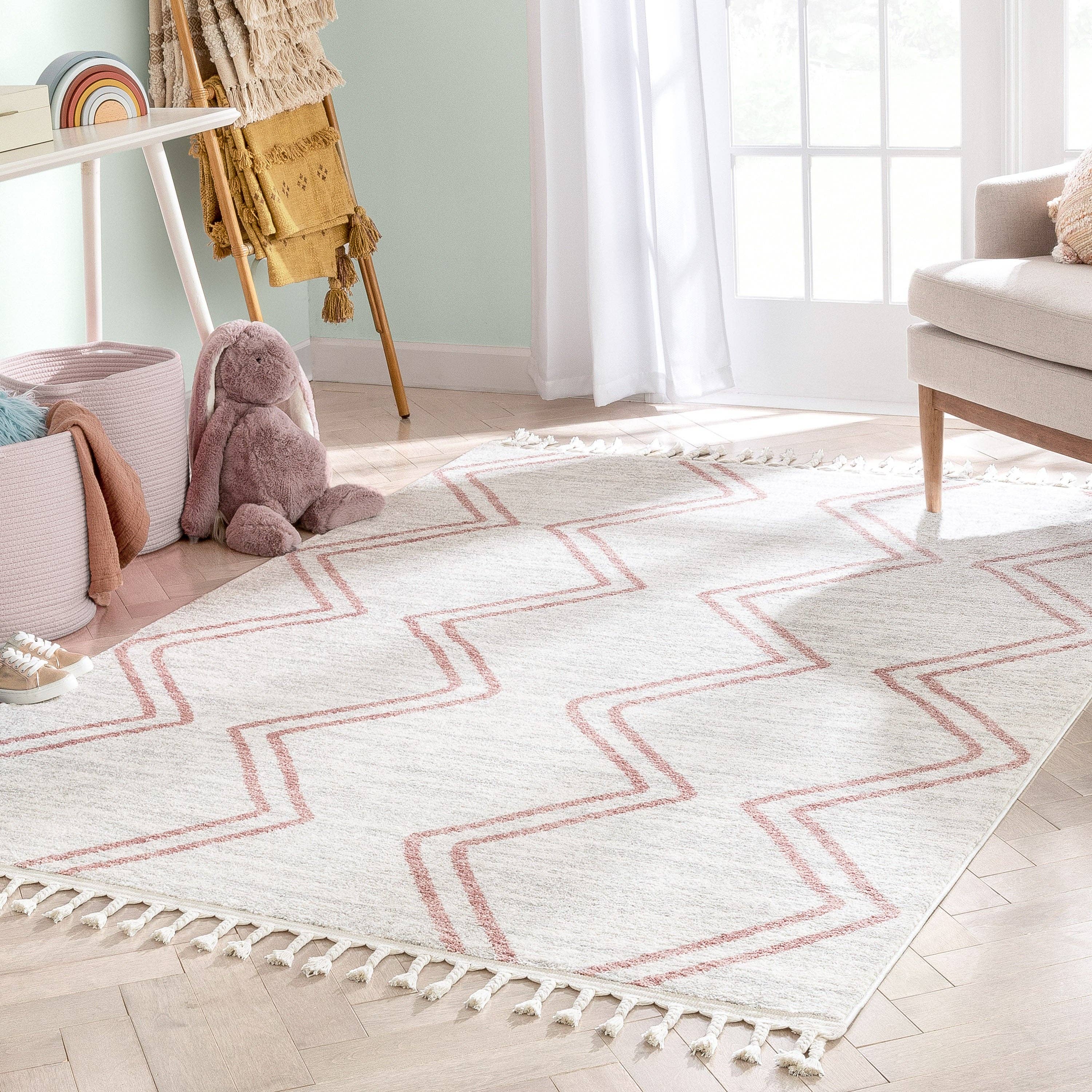 Well Woven - Wholesale Area Rug - Kids & Baby - Reeve Modern Chevron Zig-Zag Pink Ivory Kids Rug8