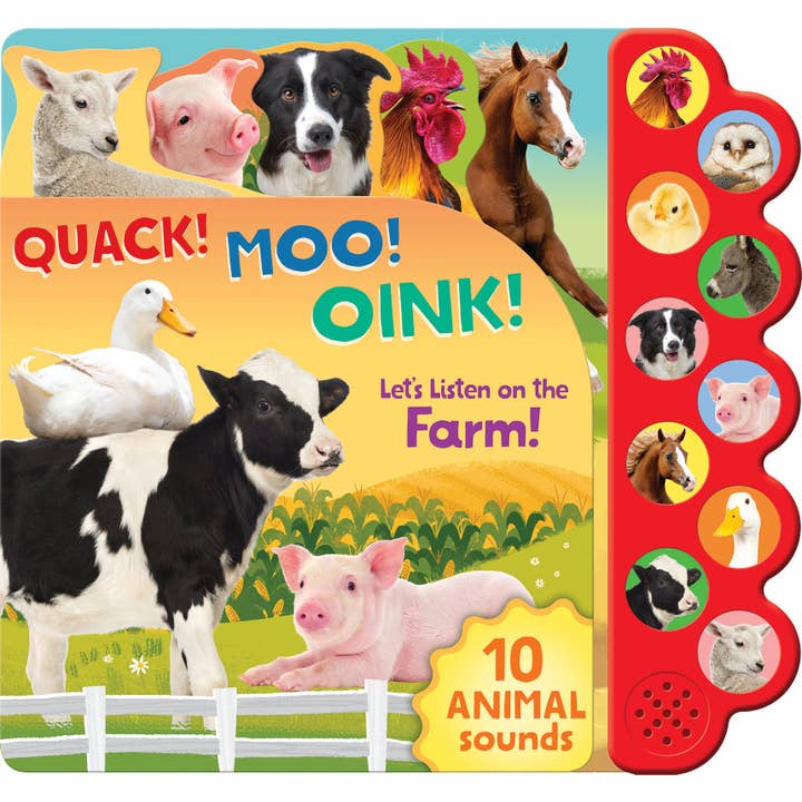Quack! Moo! Oink! 10-Button Interactive Sound Book for wholesale by Cottage Door Press