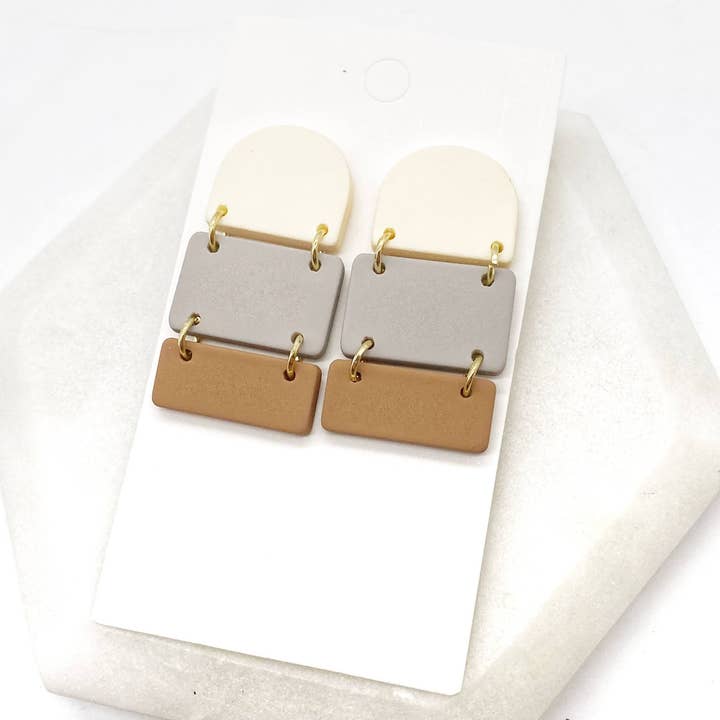 Baubles by B - Wholesale Dangle Earrings - Fall Layered Block Acrylic Earrings4