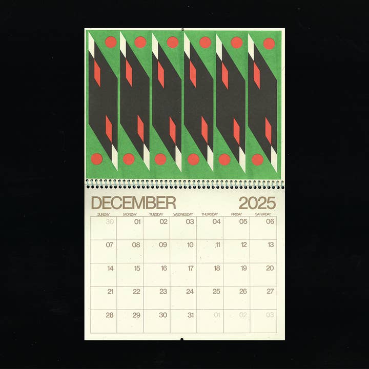 Back of Beyond Press - Wholesale Calendar - Mid-Century Modern Shapes Risograph 2025 Calendar