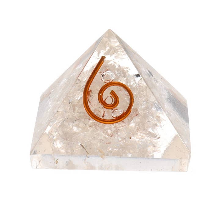 Vives de la Cortada S.L - Wholesale Spiritual Stone/Crystal - Orgonite White Quartz Pyramid with Spiral 3x3cm