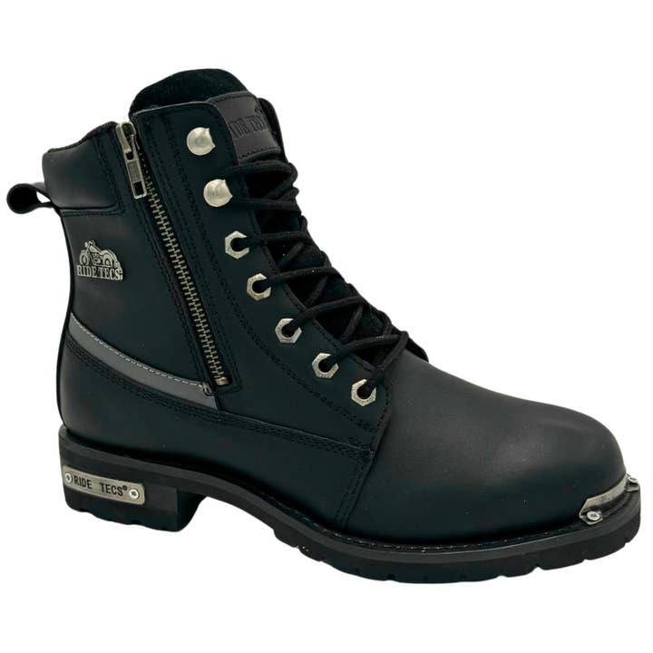 8787: Women's 6' Reflective Double Zipper Biker Boot for wholesale by AdTec