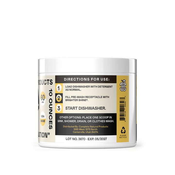 Complete Natural Products - Wholesale Dish Soap - Brighter Shine - 8oz Natural Dishwasher Additive & Hard Water Cleaner