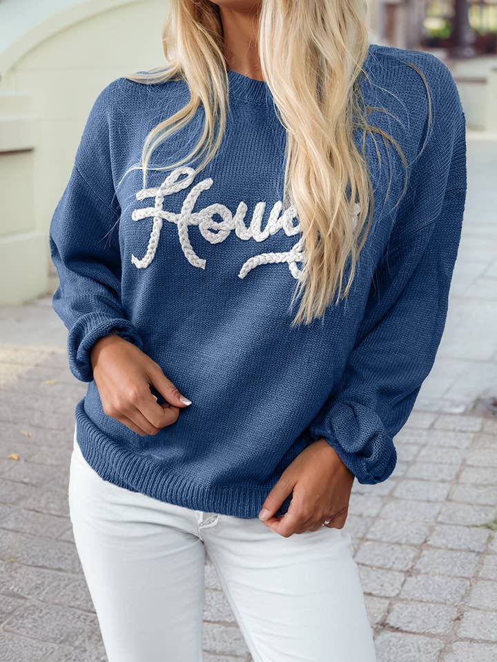 Howdy Embroidered Graphic Western Sweater for wholesale by 1 the Woman