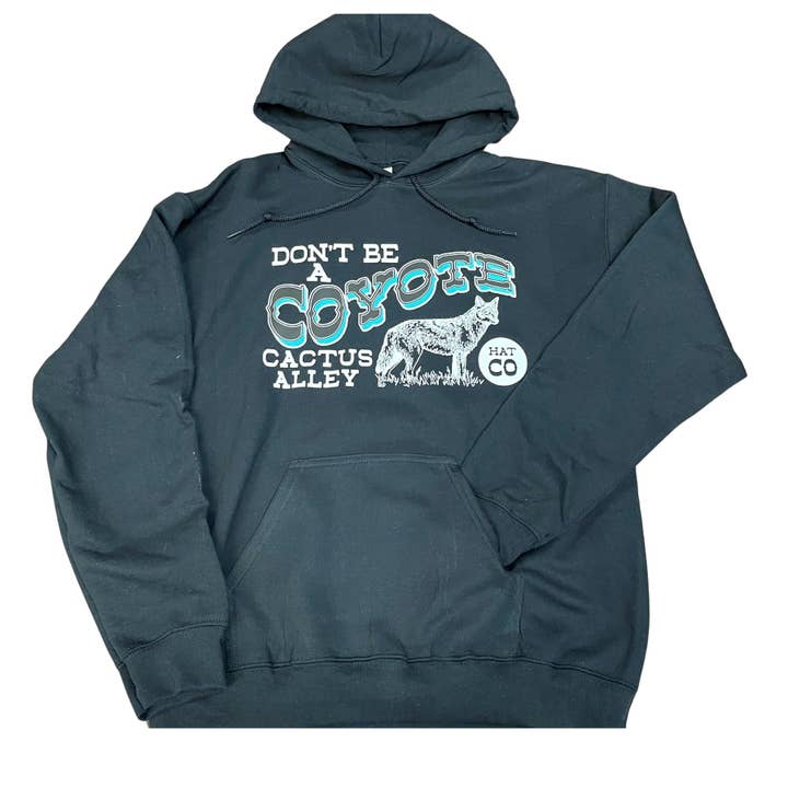 "Coyote" - Felpa con Cappuccio Nera per Adulti (WESA GEN 2024) per la vendita all'ingrosso da parte di Cactus Alley Hat Co.