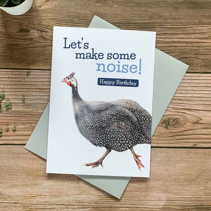 Guinea Fowl – Fun Birthday Card for wholesale by JVH creative Fine Art