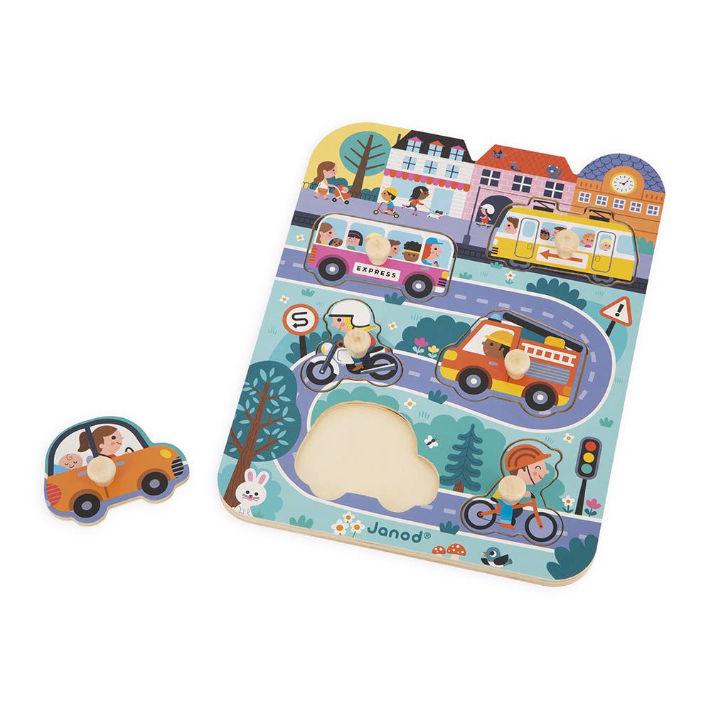 Janod - Wholesale Puzzle - Kids - In the Town | Peg Puzzle | Fine motor skills1