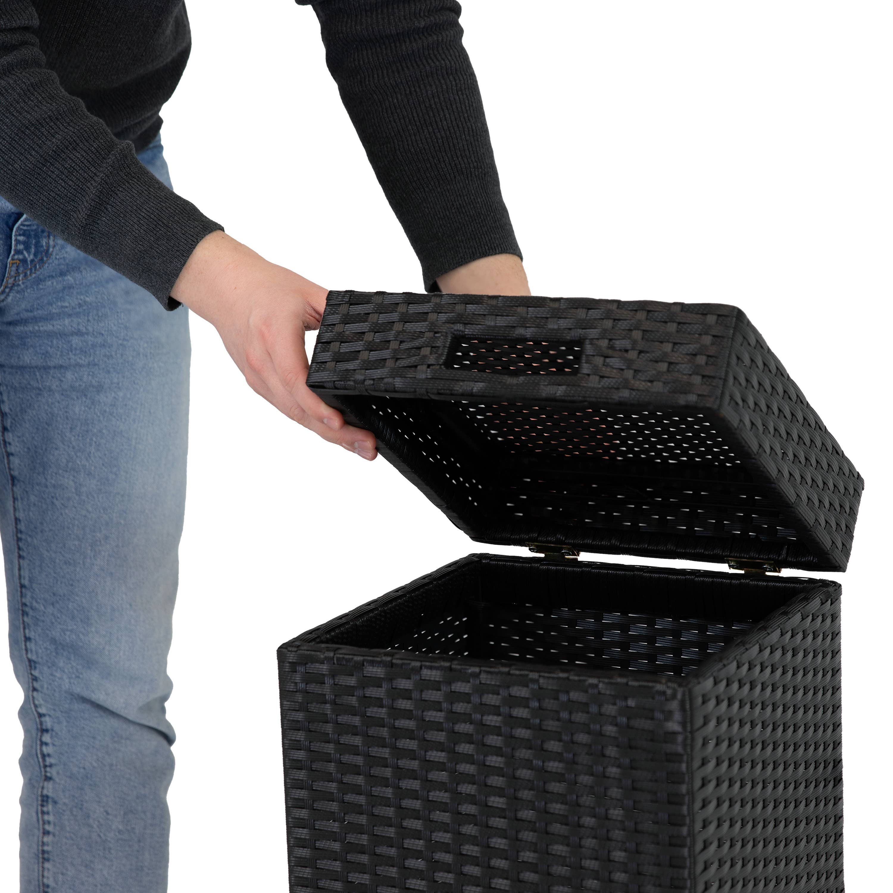 Sunnydaze Decor - Wholesale Trashcan/Trash Bin - Wicker Outdoor Trash Cans - Set of 2 - 26 Gal. and 15 Gal.11