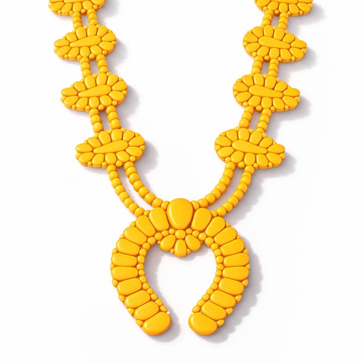 Collier Fleur de Courge Heure Dorée en Jaune Tournesol pour la vente par Rahya Jewelry Design