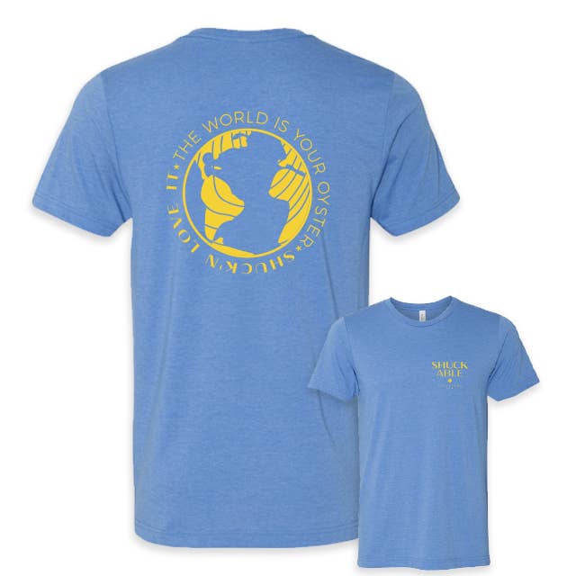 The World Is Your Oyster Shuck'n Love It Tee -Yellow Imprint for wholesale by Shuckable